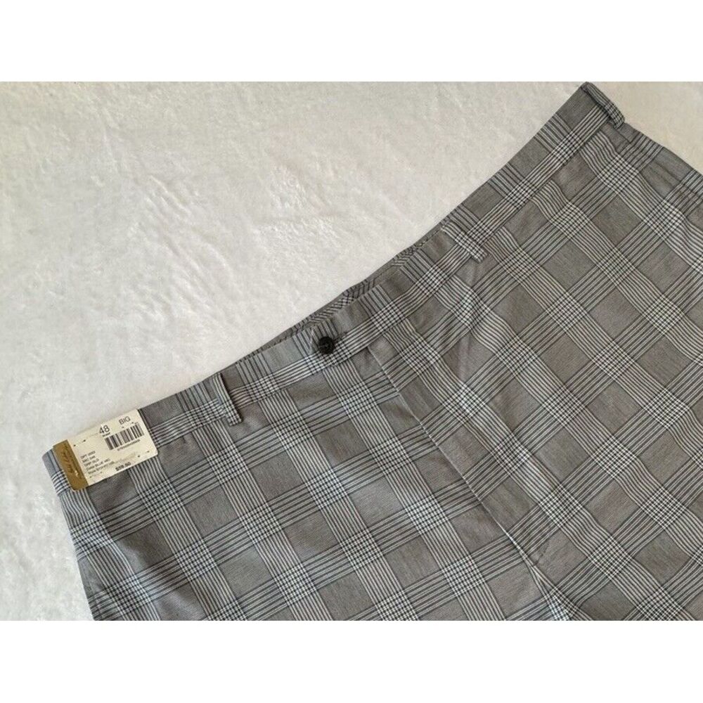 NWT Roundtree Yorke Gold Label BLUE Plaid‎ 48" Premium Shorts Flat Front